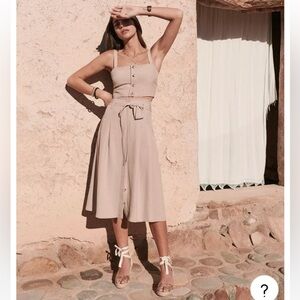 SEZANE Amandine Belted Cream Cotton Skirt 36